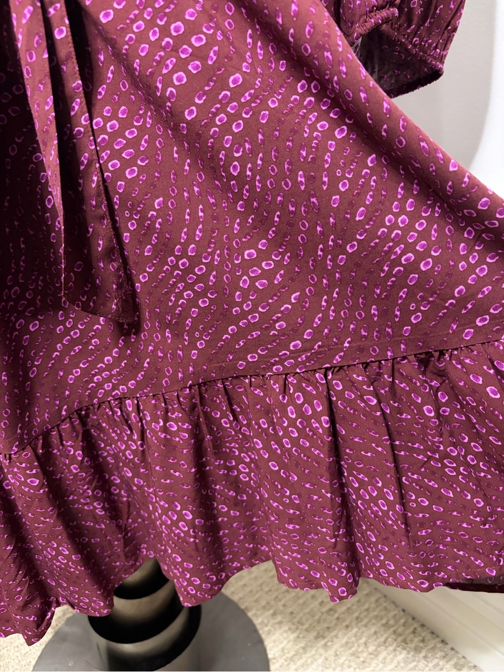 Penn. Penningtons Burgundy Abstract Print Tie Waist Midi Dress - Size 1X - Picture 6 of 14